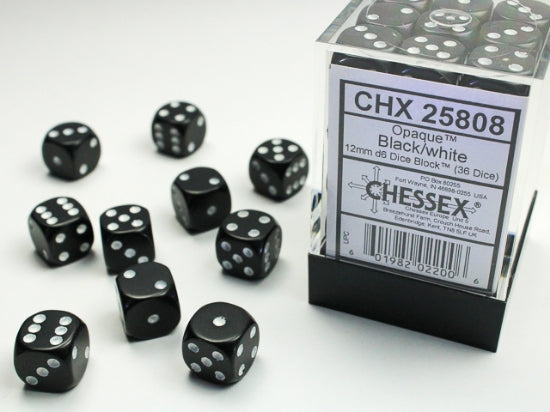 Opaque 36-Piece Dice Set Black/White