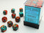 Gemini 36-Piece Dice Set Red-Teal with Gold - Pastime Sports & Games
