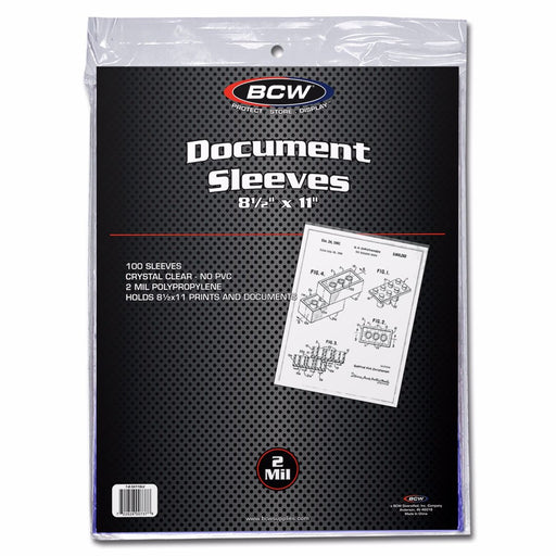 BCW 8.5x11 Document Sleeves - Pastime Sports & Games