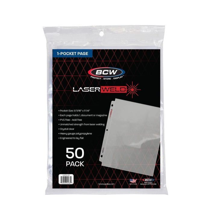 BCW Laser Weld 1-Pocket Document Pages (50ct. Pack) - Pastime Sports & Games