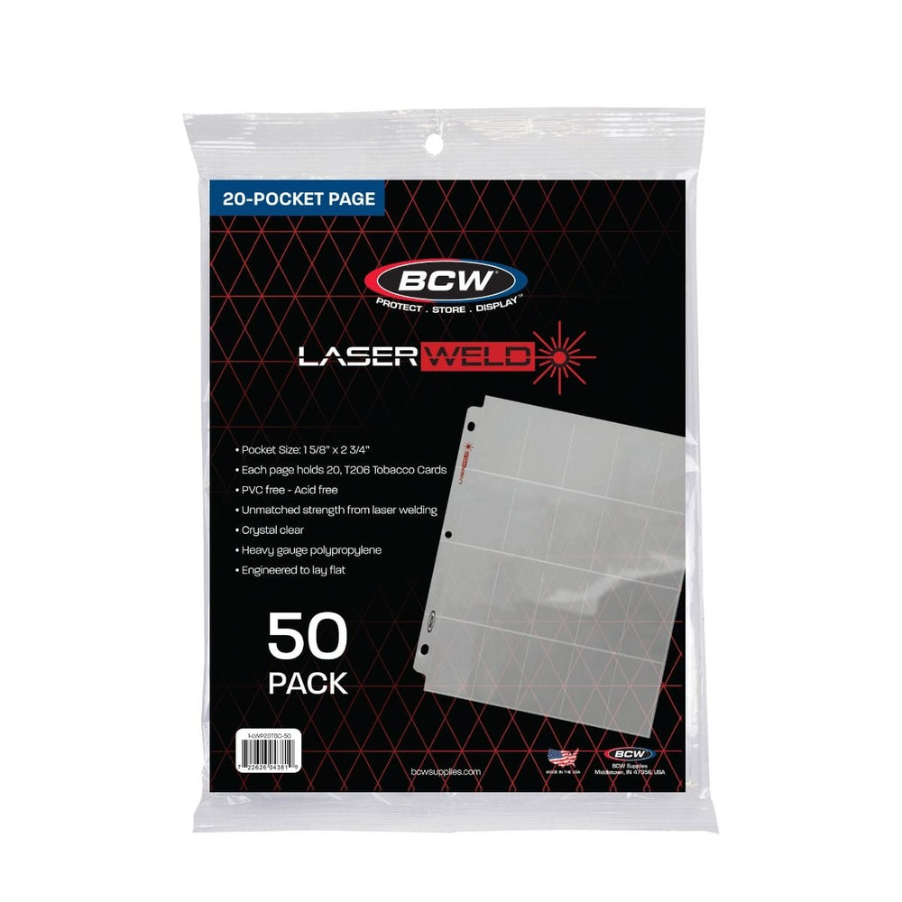BCW Laser Weld 20-Pocket Tobacco Pages (50ct. Pack) - Pastime Sports & Games