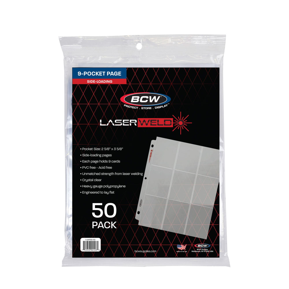 BCW LaserWeld 9-Pocket Page Side Load (50 Ct. Pack) - Pastime Sports & Games