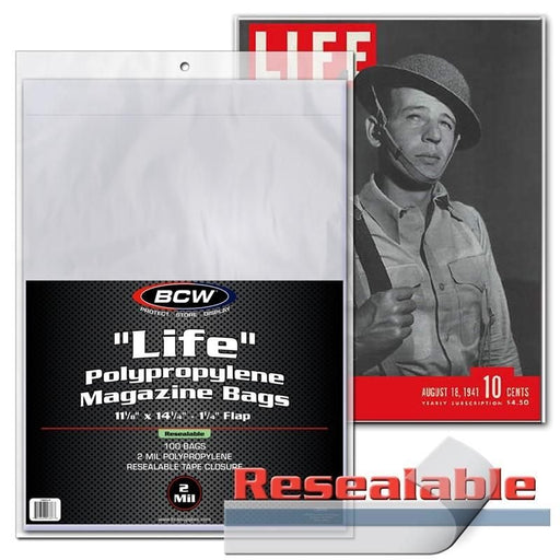 BCW Resealable "Life" Magazine Bags - Pastime Sports & Games