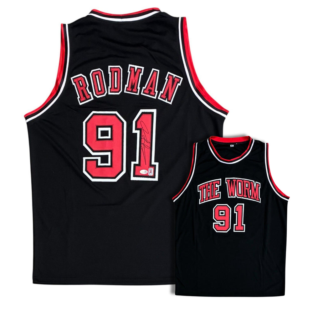 Dennis Rodman Autographed "The Worm" Custom Black Jersey