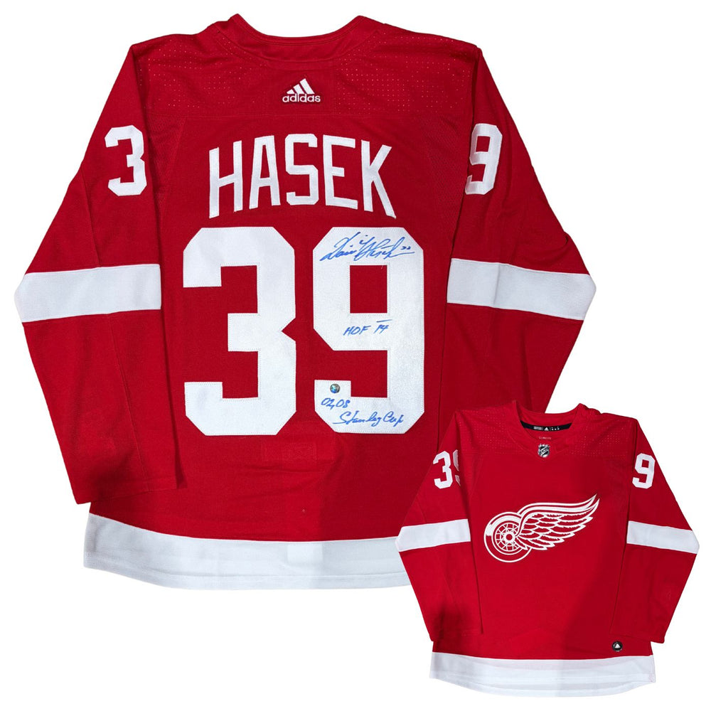 Dominik Hasek Autographed Detroit Red Wings Adidas Home Jersey - Pastime Sports & Games