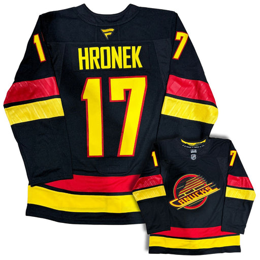 Filip Hronek Vancouver Canucks Black Custom Stitched Fanatics Skate Jersey