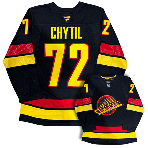 Filip Chytil Vancouver Canucks Black Custom Stitched Fanatics Skate Jersey