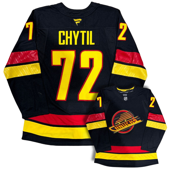 Filip Chytil Vancouver Canucks Black Custom Stitched Fanatics Skate Jersey