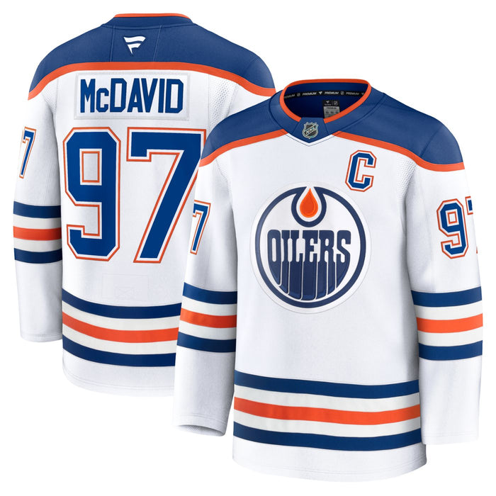 Connor McDavid Edmonton Oilers 2024 White Premium Hockey Jersey