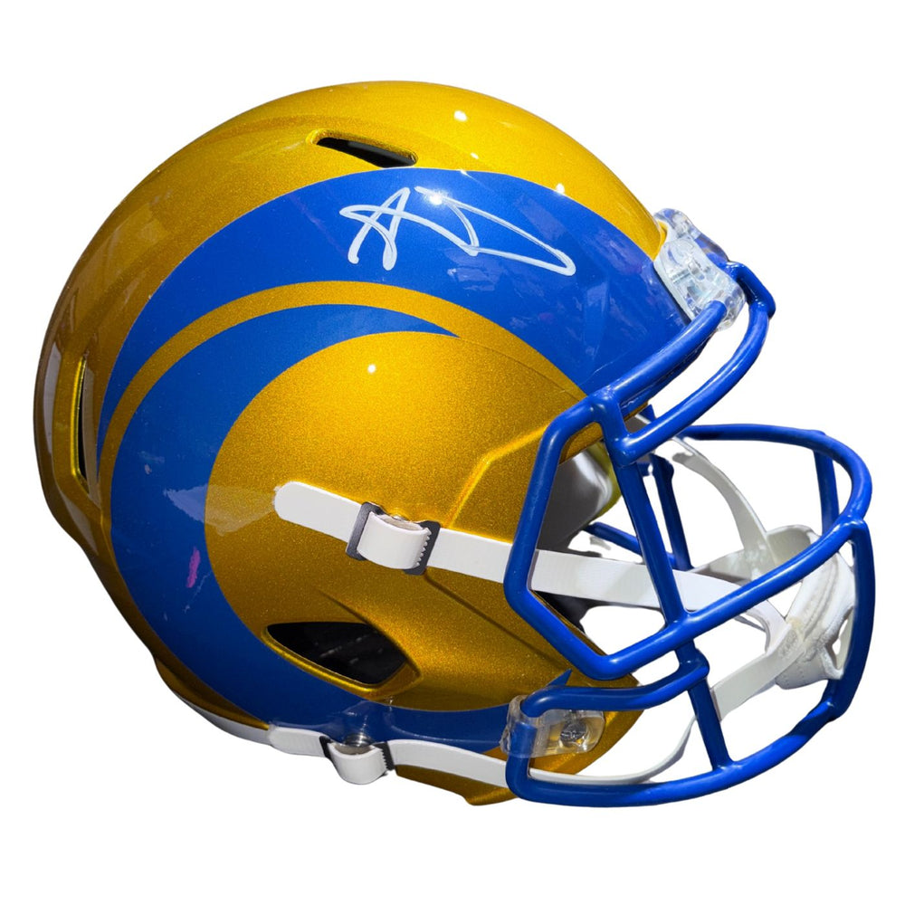 Aaron Donald Autographed Los Angeles Rams Flash Yellow Replica Speed Helmet - Pastime Sports & Games