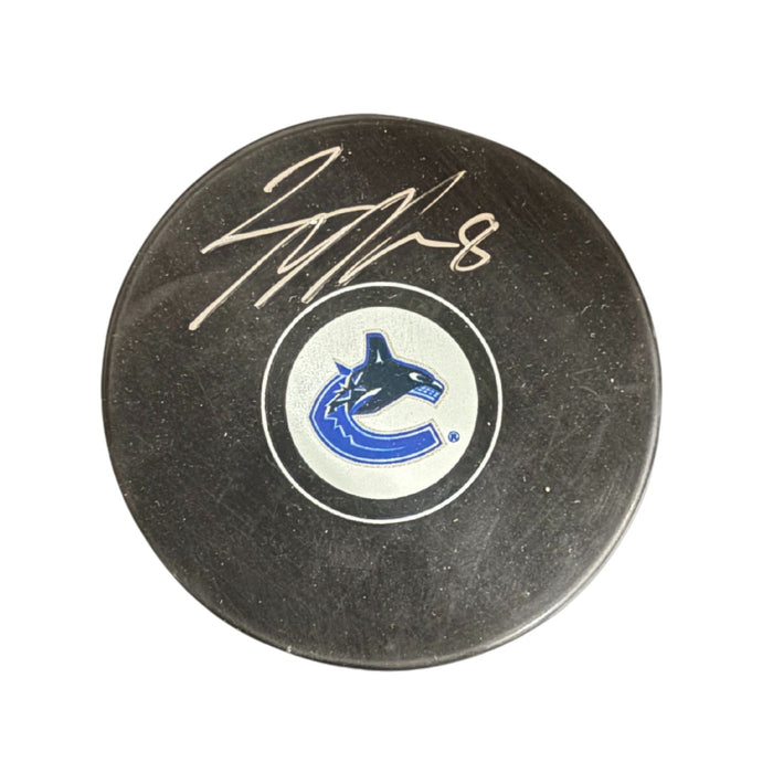 Conor Garland Autographed Vancouver Canucks Orca Hockey Puck (Small Logo Puck) - Pastime Sports & Games