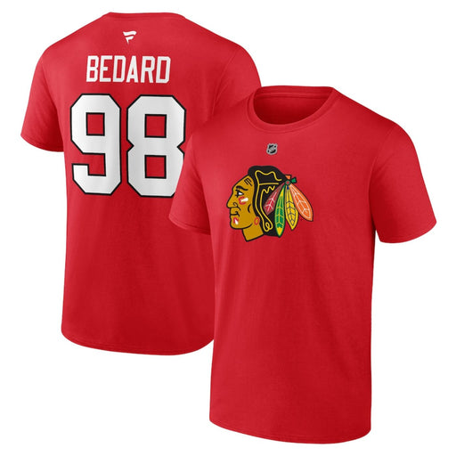 Conor Bedard Chicago Blackhawks Fanatics Authentic Stack Name & Number Red T-Shirt