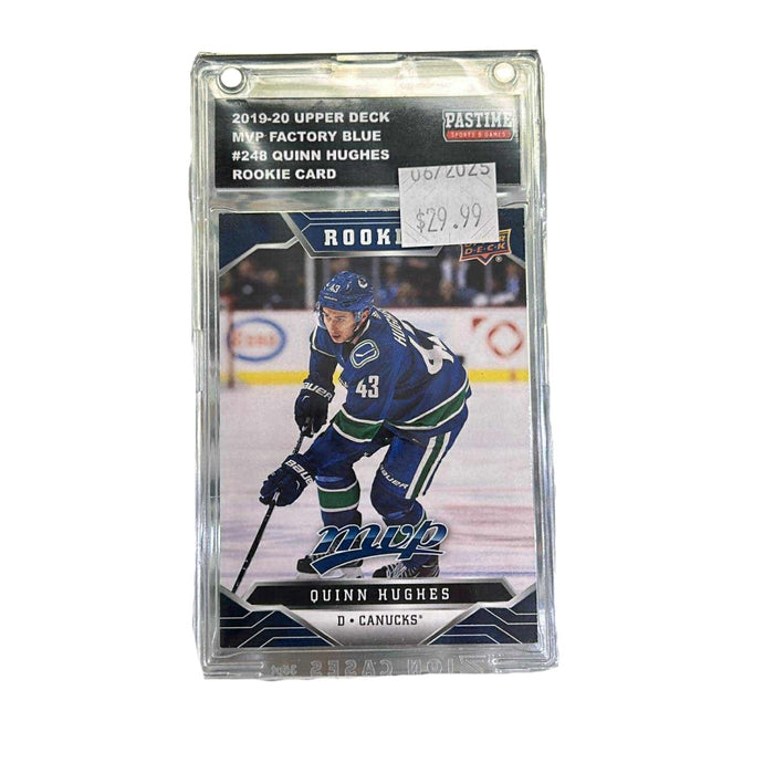 Quinn Hughes 2019/20 Upper Deck MVP Factory Blue Rookie Card #248 Encased in Magpro - Pastime Sports & Games