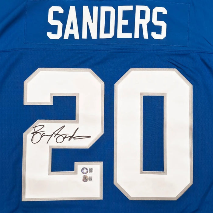 Barry Sanders Autographed Detroit Lions 1996 Mitchell & Ness Blue Legacy Throwback Jersey