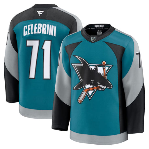Macklin Celebrini San Jose Sharks 2025 Teal Alternate Premium Hockey Jersey