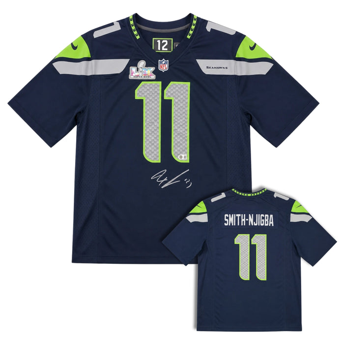 Jaxon Smith-Njigba Autographed Seattle Seahawks Blue Nike Super Bowl LX Patch Jersey