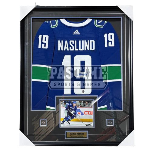 Markus Naslund Autographed Vancouver Canucks Framed Adidas Blue Hockey Jersey