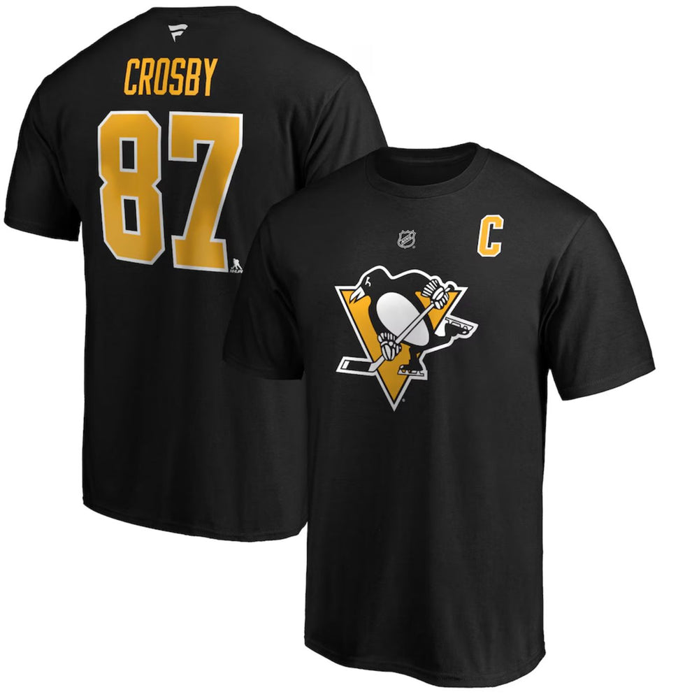 Sidney Crosby Pittsburgh Penguins Fanatics Authentic Stack Name & Number Black T-Shirt