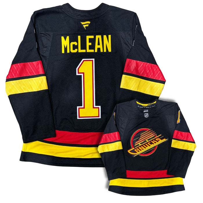 Kirk McLean Vancouver Canucks Black Custom Stitched Fanatics Skate Jersey - Pastime Sports & Games