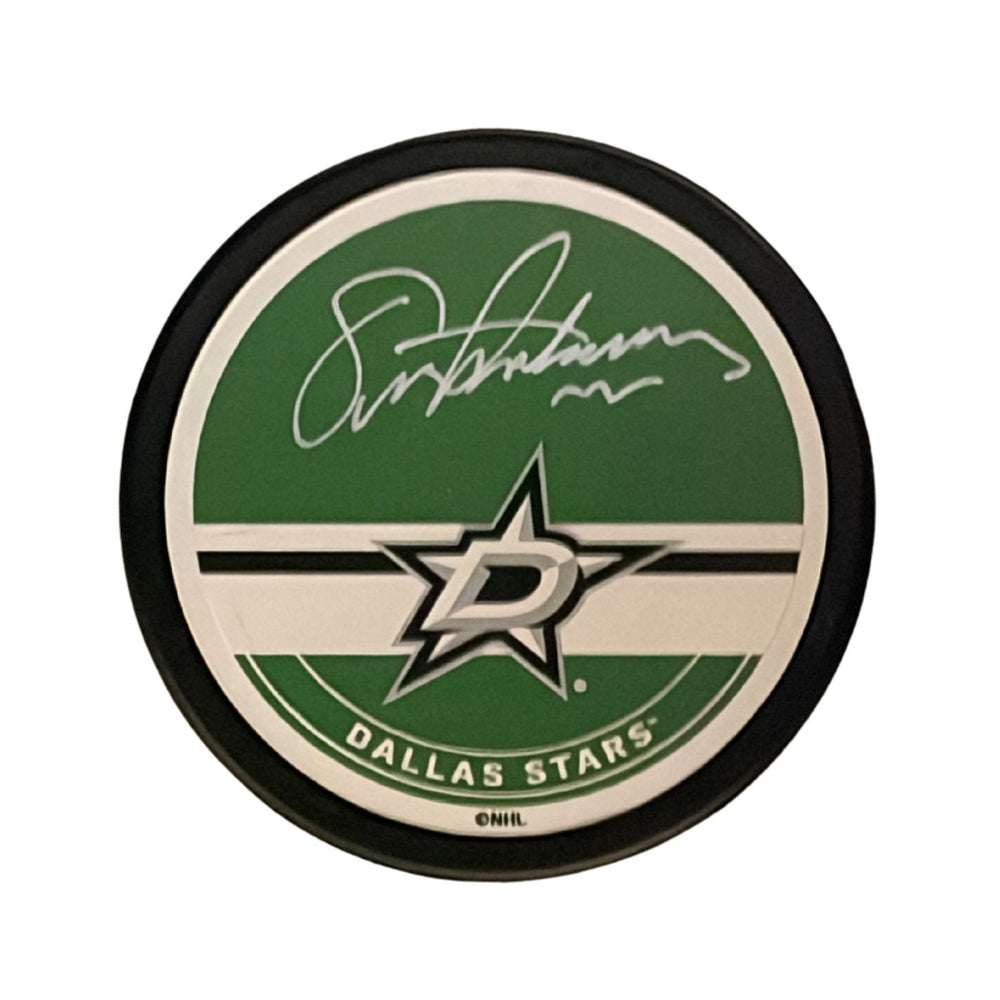 Eric Lindros Autographed Dallas Stars Hockey Puck (Textured Autograph Puck) - Pastime Sports & Games