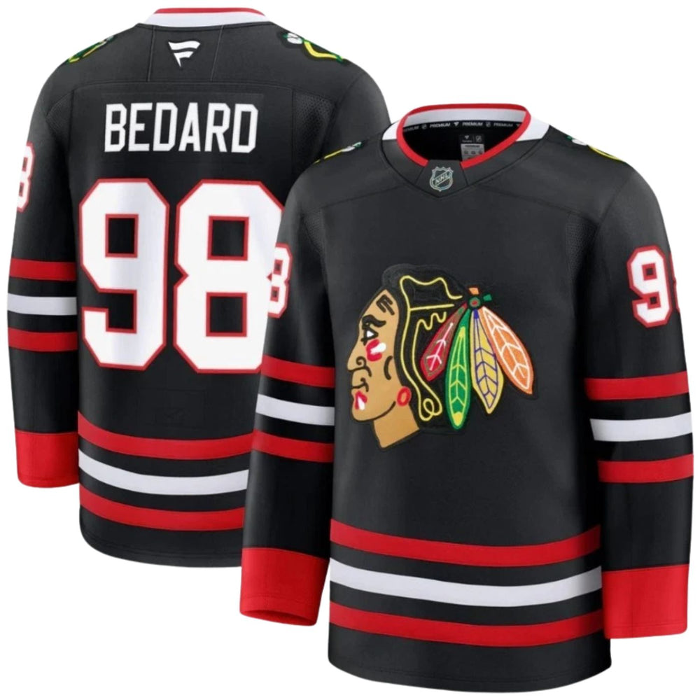 Connor Bedard Chicago Blackhawks 2025 Black Alternate Premium Hockey Jersey