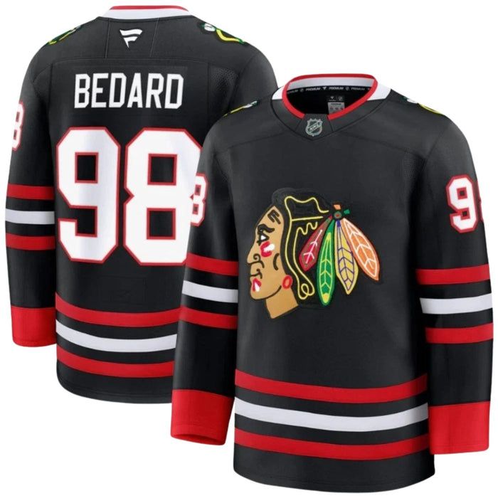 Connor Bedard Chicago Blackhawks 2025 Black Alternate Premium Hockey Jersey