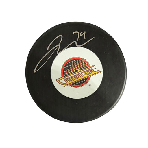Jake Debrusk Autographed Vancouver Canucks Skate Hockey Puck Small Logo - Pastime Sports & Games
