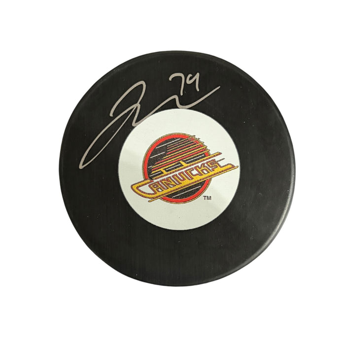 Jake Debrusk Autographed Vancouver Canucks Skate Hockey Puck Small Logo - Pastime Sports & Games