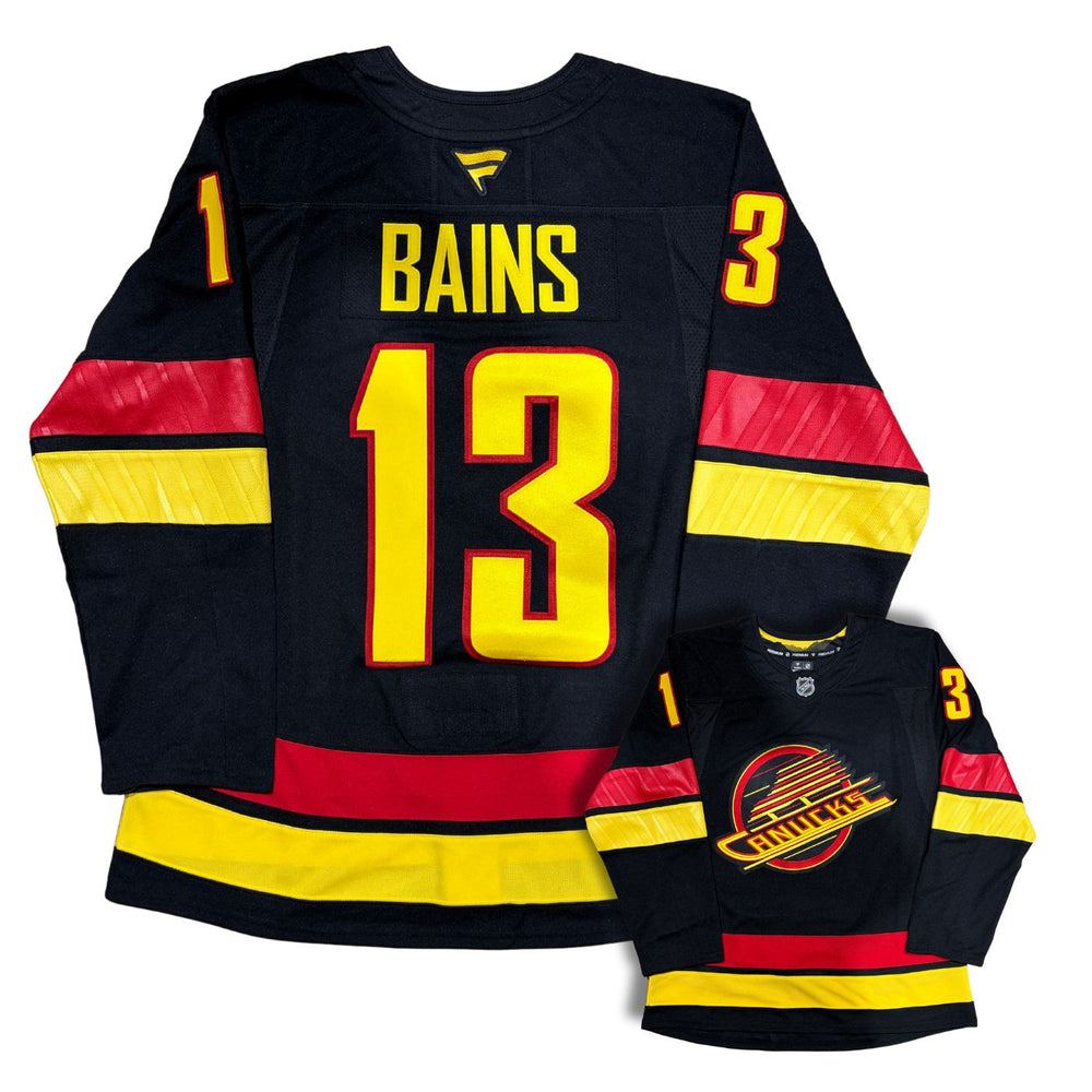 Arshdeep Bains Vancouver Canucks Black Custom Stitched Fanatics Skate Jersey