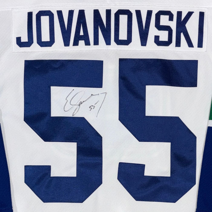 Ed Jovanovski Autographed Vancouver Canucks Stick Vintage CCM Hockey Jersey - Pastime Sports & Games