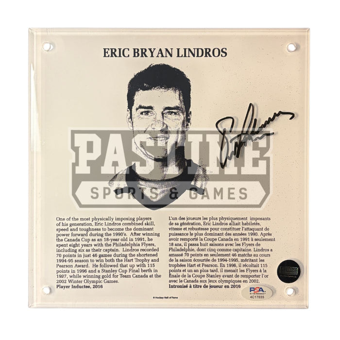 Eric Lindros Autographed Hockey Hall Of Fame Plaque - Pastime Sports & Games