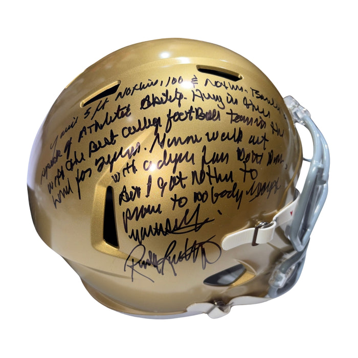 Rudy Ruettiger Autographed & Inscribed Notre Dame Fighting Irish Replica Football Helmet