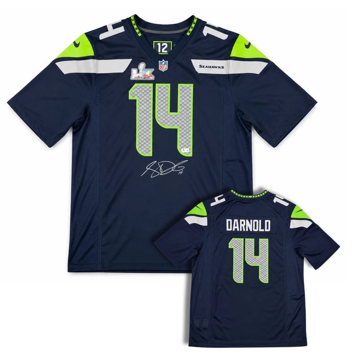Sam Darnold Autographed Seattle Seahawks Nike Super Bowl LX Patch Blue Football Jersey