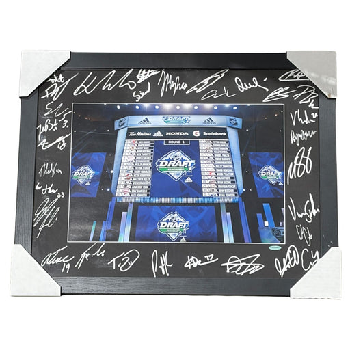 2019 NHL Draft Autographed 1st Round Framed Photo (Hughes, Zegras, Caufield)