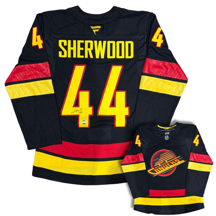 Kiefer Sherwood Autographed Vancouver Canucks Skate Fanatics Hockey Home Jersey