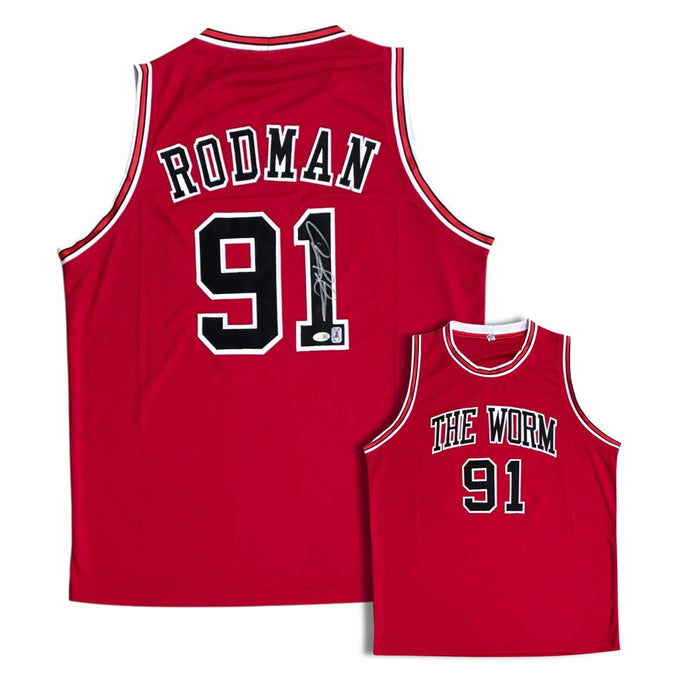 Dennis Rodman Autographed "The Worm" Custom Red Jersey