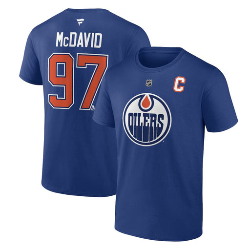 Connor McDavid Edmonton Oilers Fanatics Authentic Stack Name & Number Navy T-Shirt
