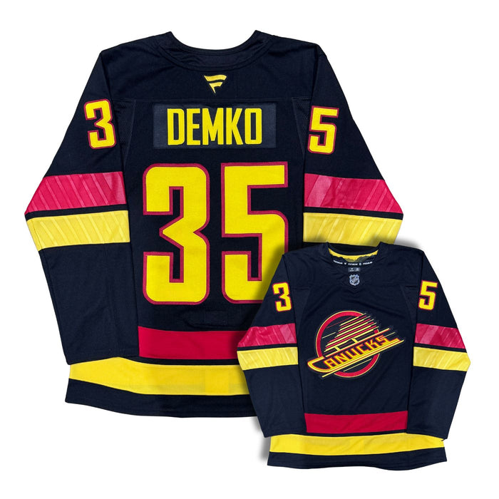 Vancouver Canucks Thatcher Demko Black Fanatics Custom Stitched Skate Jersey - Pastime Sports & Games