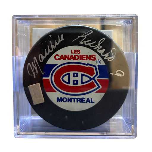Maurice Richard Autographed Montreal Canadiens Hockey Puck (Les Canadiens) - Pastime Sports & Games