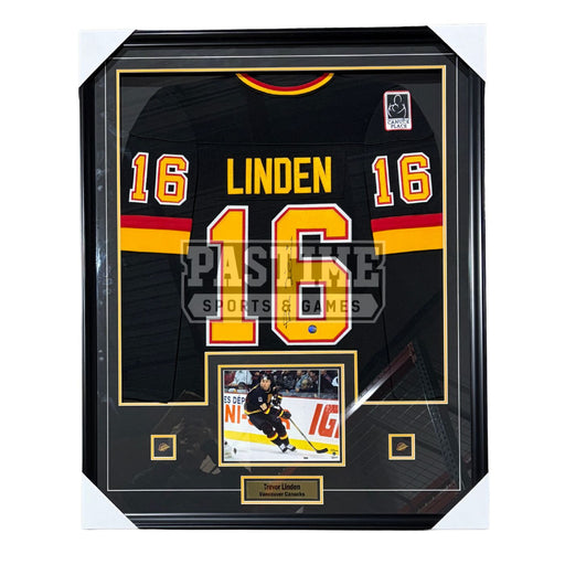Trevor Linden Autographed Vancouver Canucks Framed Black Skate Hockey Jersey - Pastime Sports & Games