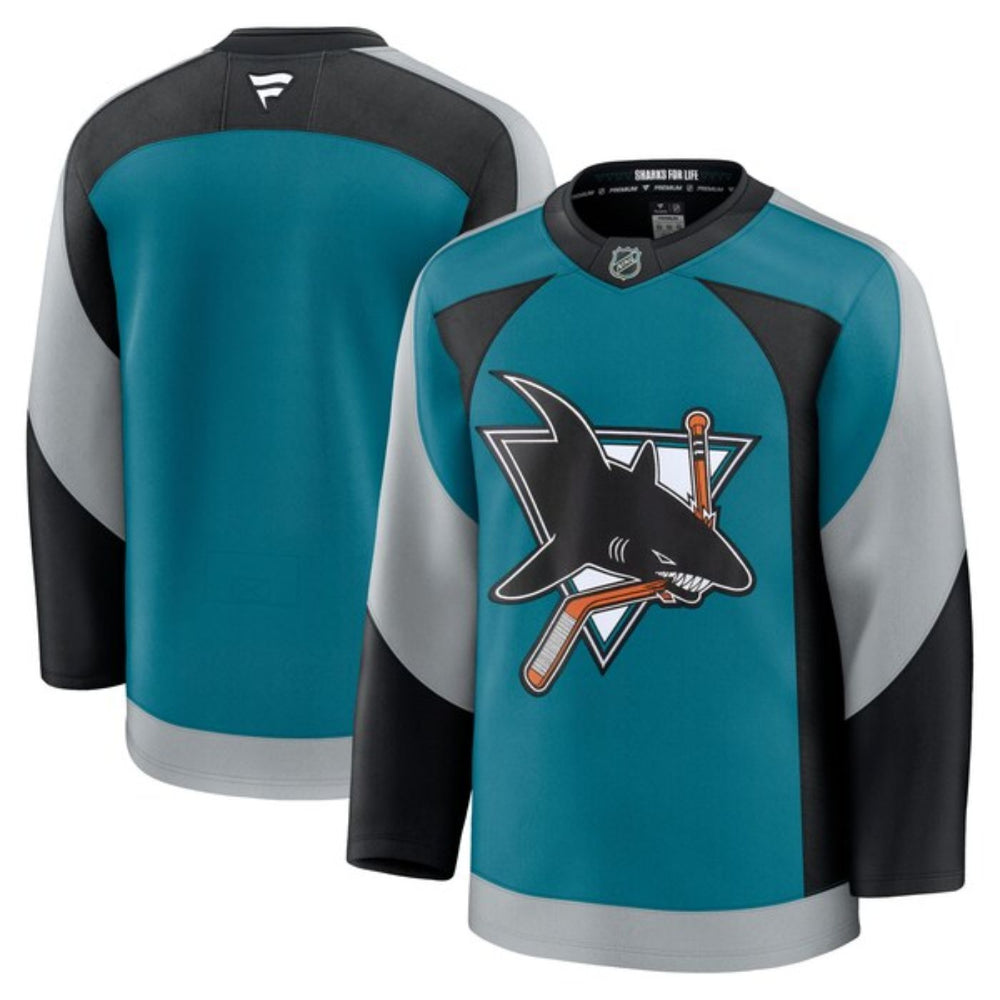 Blank San Jose Sharks 2025 Teal Alternate Premium Hockey Jersey