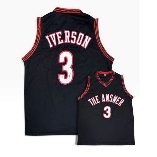 Allen Iverson Autographed "The Answer" Custom Black Basketball Jersey