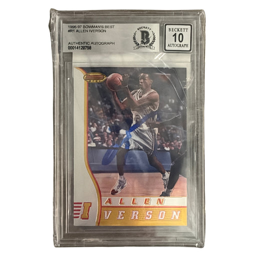 Allen Iverson Autographed 1996-97 Bowman's Best #R1 Slabbed Rookie Card