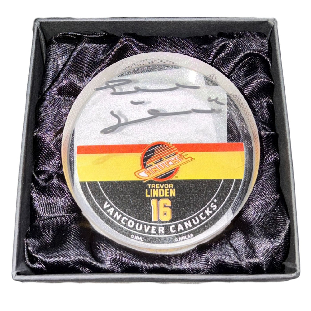 Trevor Linden Autographed Vancouver Canucks Puck (Crystal)