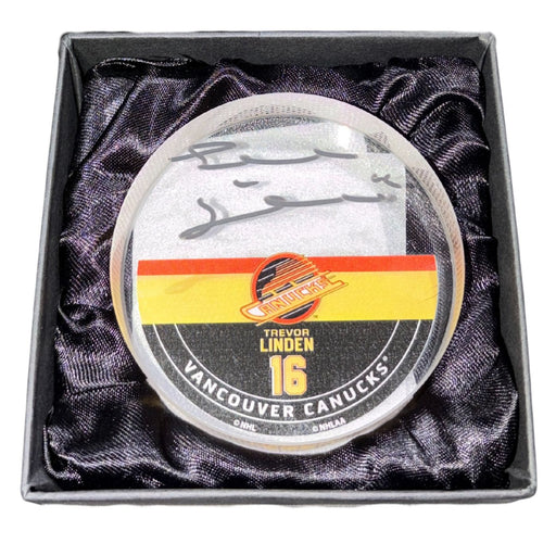 Trevor Linden Autographed Vancouver Canucks Puck (Crystal)