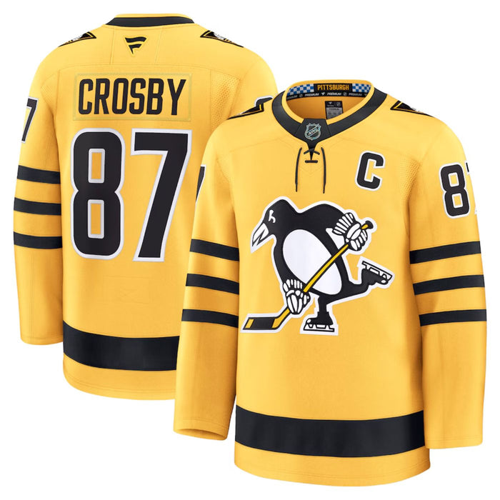 Sidney Crosby Pittsburgh Penguins 2025 Gold Alternate Premium Hockey Jersey