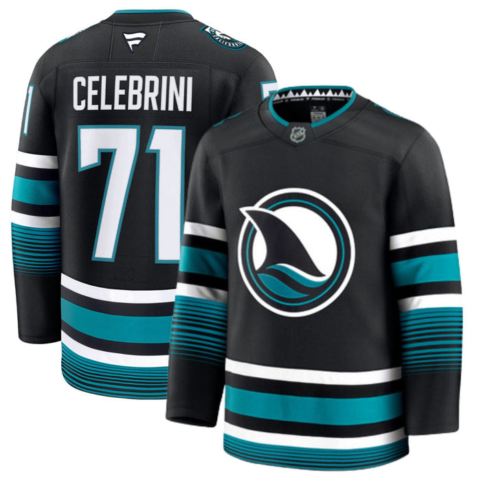 Macklin Celebrini San Jose Sharks 2024 Black Alternate Premium Hockey Jersey