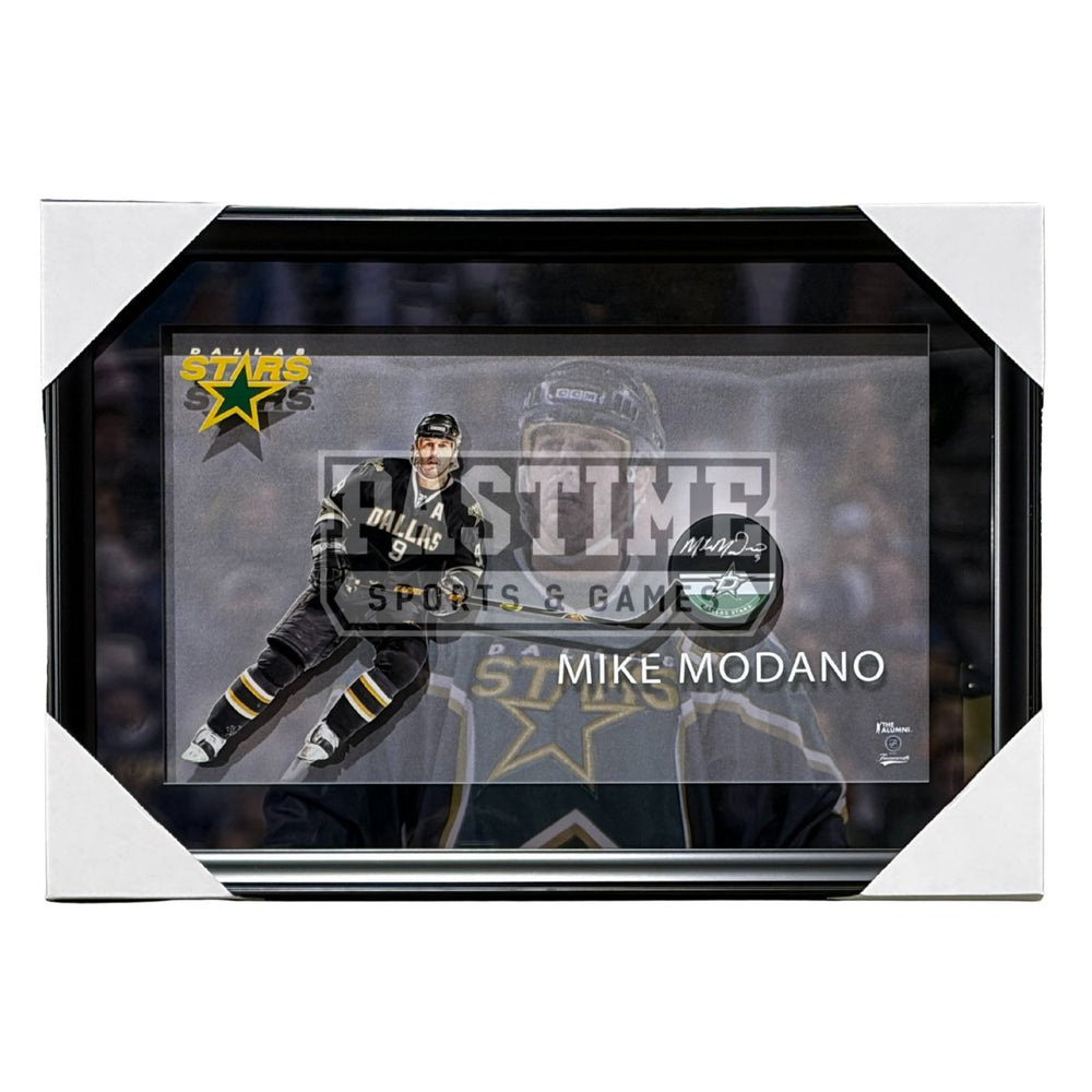 Mike Modano Autographed Dallas Stars Framed Puck