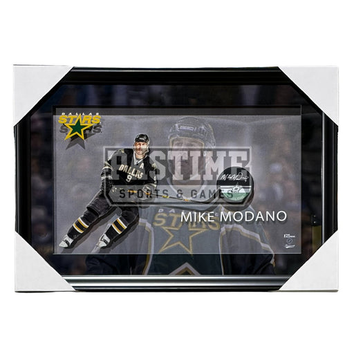 Mike Modano Autographed Dallas Stars Framed Puck