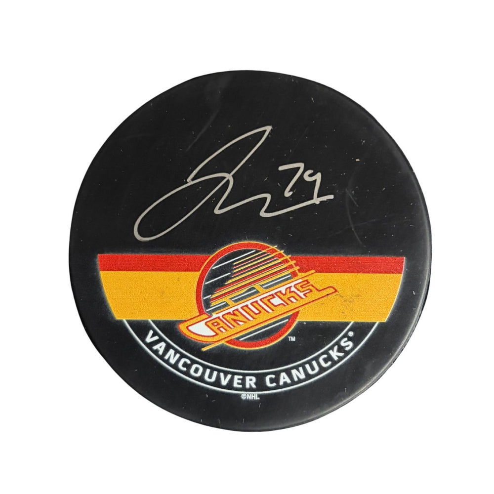 Jake Debrusk Autographed Vancouver Canucks Skate Hockey Autograph Puck - Pastime Sports & Games